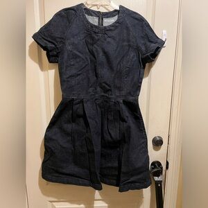 Gap Dark Denim Fit & Flare Cap Sleeve Dress with Pockets